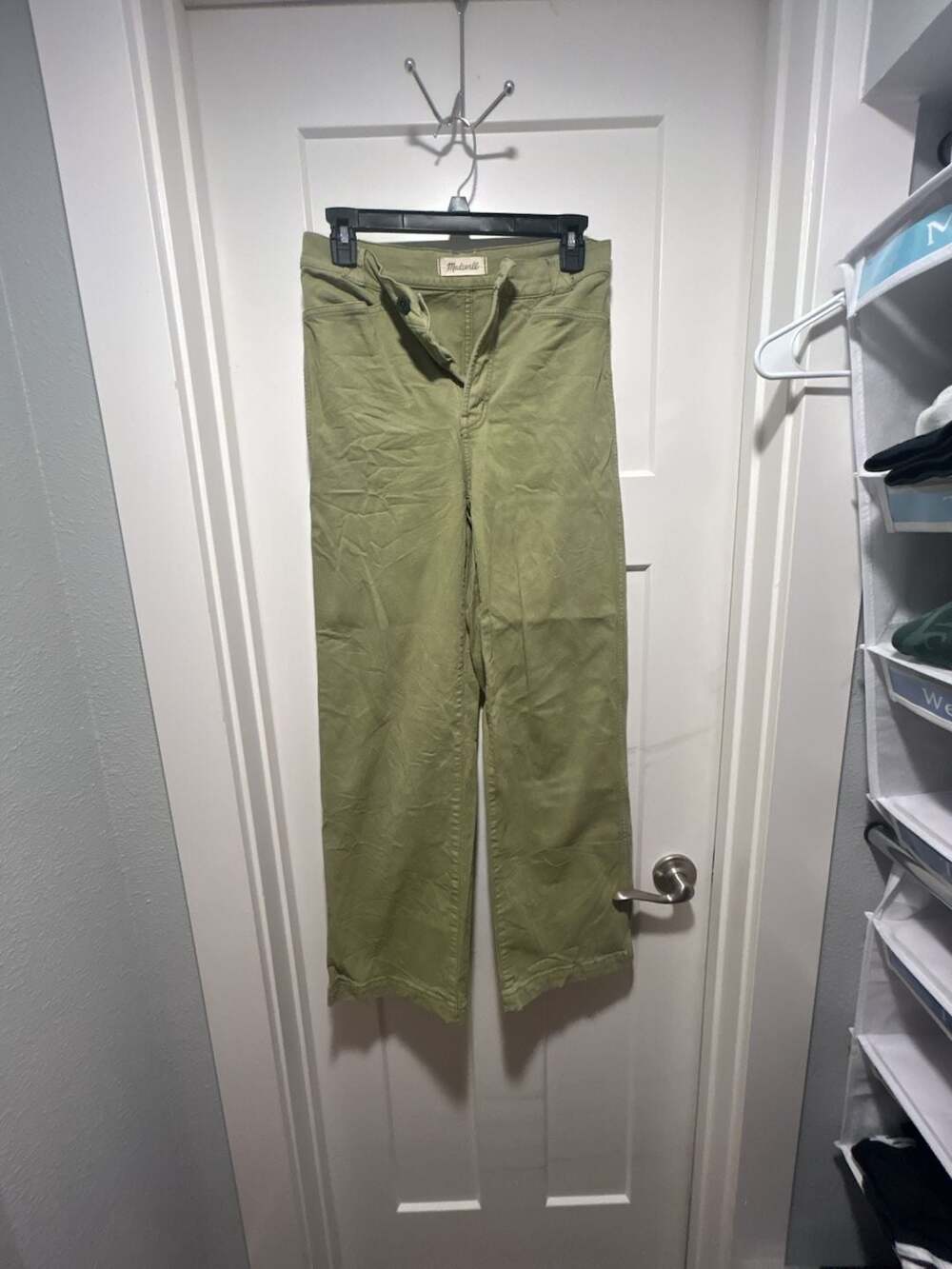 Madewell Emmett Wide-Leg Pants Size 26 Green Cotton